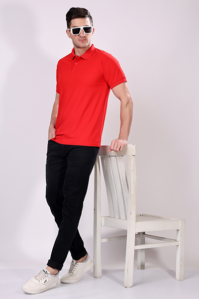 MENS RED POLO T - SHIRT
